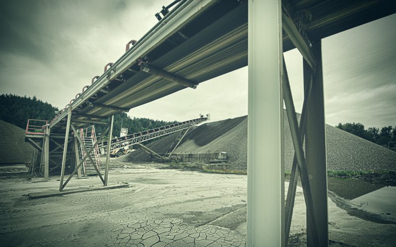 Conveyor and gravel plant structure at an aggregate operation