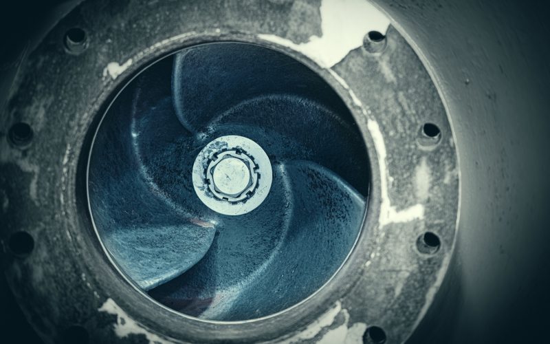 Impeller seated inside a pump volute